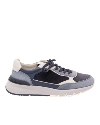 Brunello Cucinelli Sneakers din Piele și Nubuck Bleumarin